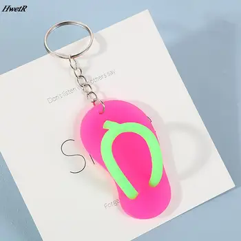 Luštna 3D Mini PVC Flip Flop Keychains Risanka Sandali Keychain Torba za Pribor Dekoracijo Keyring Ključnih Verige Čare 3