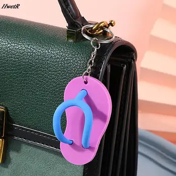 Luštna 3D Mini PVC Flip Flop Keychains Risanka Sandali Keychain Torba za Pribor Dekoracijo Keyring Ključnih Verige Čare 4