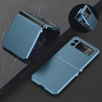 Magnetni Brušena Kovinsko Ohišje za Samsung Galaxy Ž Flip 3 5G aluminijast Okvir Popolno Zaščito Kovin Odbijača Primeru