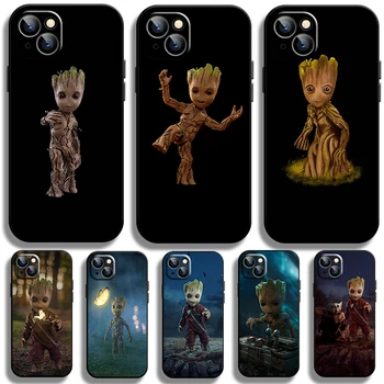 Marvel Baby Groot Primeru Za Apple iPhone 14 13 12 11 Pro Max Mini XS Max X XR 7 8 Plus SE2020 TPU Črno Telefon Kritje Coque Jedro