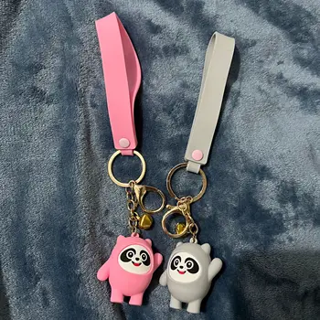 Maskota Keychain Risanka Srčkan Silikonski Panda Lutka Keyholder Moda Ustvarjalne Avto Ključ Obesek Vrečko Čar Dekleta Keyring Dodatki 1