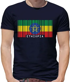 Mens T Srajce Moda 2019 Etiopiji Črtne Kode Slog Zastavo - Moški Crewneck T-Shirt - 7 Barv T Majica Kratek Rokav