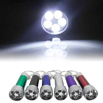 Mini LED Svetilka Prostem Kampiranje, Pohodništvo, Hoja Prenosnih Pocket Ročno Svetilko z ključe Aluminij Zlitine 5LEDs Svetilka