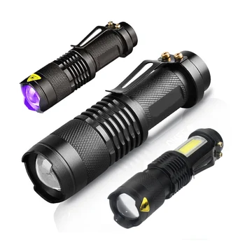 Mini LED Svetilka Zoom Uv Lučka Led Svetilko Nepremočljiva Zoomable Lanterna Uporabo AA 14500 baterije V5 COB Svetilke za Kampiranje na Prostem