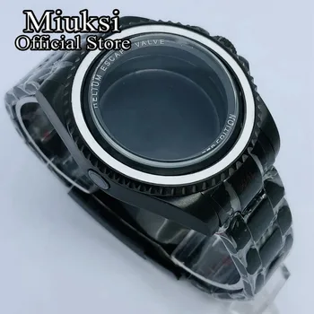 Miuksi 44 mm black watch primeru, safirno steklo fit NH35 NH36 ETA2824 2836 Miyota8215 Mingzhu DG2813 3804 PT5000 gibanja