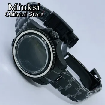 Miuksi 44 mm black watch primeru, safirno steklo fit NH35 NH36 ETA2824 2836 Miyota8215 Mingzhu DG2813 3804 PT5000 gibanja 4