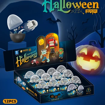 MOC Ustvarjalne Halloween Gashapon Oblike Opeke Določa Volkodlak Bučna Dekoracijo Gradnik Halloween Igrače za Otroke, Otroci Darila 0