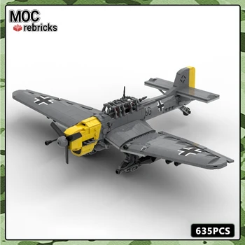 MOC Vojaške Serije Gradnik Modela Junkers Ju 87 Stuka B-2 Potop Bomber Boj Orožja, Polet Nastavite DIY Fant Igrače Darilo za Rojstni dan