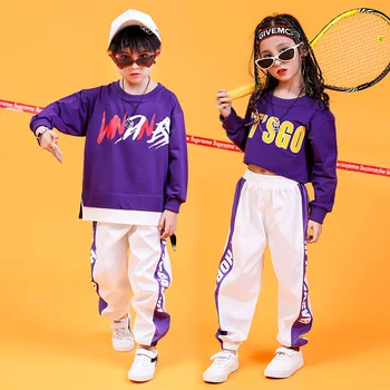 Moda Hip Hop Oblačila Sklop za najstnice Bombaž otroška Športna Oblačila Ulične Rastlinske Vrhovi in Hlače Plesne Obleke
