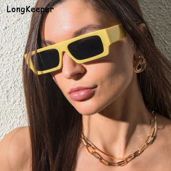 Modni Trendi Ženske Kvadratnih sončna Očala Odtenki UV400 Letnik Moški Jelly Rumeno Sonce Očala Ženski Retro Oculos Lunette De Soleil