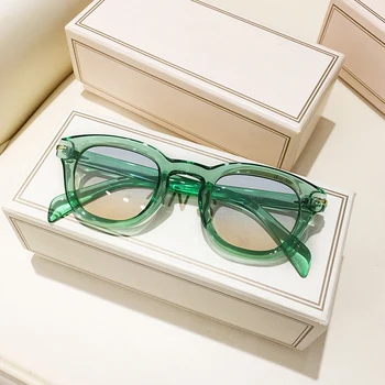 Modni Zeleni Krog Sončna Očala Ženske 2021 Blagovne Znamke Oblikovalec Gradient Ovalne Krog Okvir Moških Sončna Očala Odtenki Očala Ženski Oculos