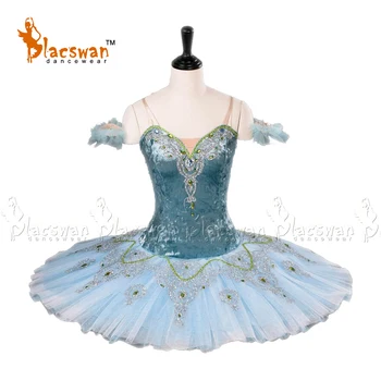 Modri Žamet Steznik 10 Plasti Tila Custum Made Dekleta Princesa Florina Modra Ptica Spremembo Klasični Balet Tutu BC006