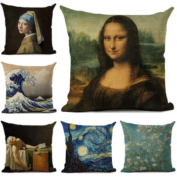 Mona Lisa Smile Blazine Pokrov Renaissance Znanih Olje, Slikarstvo, Umetnost, Slog, Dnevni Prostor Kavč Vrgel Blazino Doma Dekoracijo Prevleke