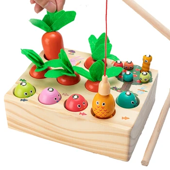 Montessori Lesene Korenje Pospravili Igrače Ujemanje 3D Magnetni Uganke Igra Ribolov Izobraževalne Primite Senzorično Igrače Za Fante, Dekleta