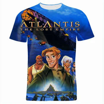 Moška Oblačila Disney Atlantis The Lost Empire 3D Tiskanja Fant Dekle Otroci Tee Majica Fashion Poletje Risank Anime Ženske majice