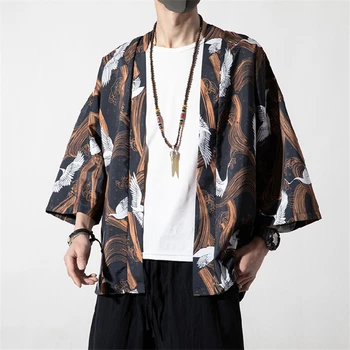 Moške Japonski Kimono Klasične Nov Slog Modno Oblikovanje Priložnostne Jopico Priložnostne Odpri Prednji Plašč, Jakno, Plašč 5xl