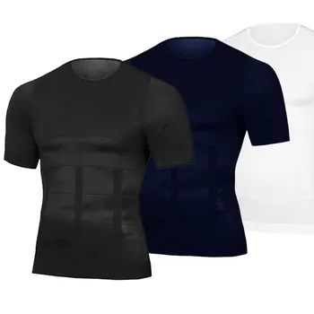 Moški Body Toning T-Shirt Telo Oblikovalec Korektivne Držo Majica Hujšanje Pasu Trebuh Trebuh Maščobe Kurijo Stiskanje Korzet