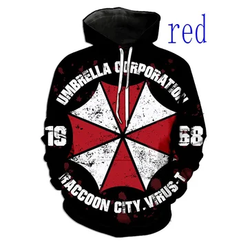 Moški Priložnostne U-Umbrella Corporation, Biohazard Sweatshirts Hoodie 3D Tiskanje R-Resident Evil Hoodies 2