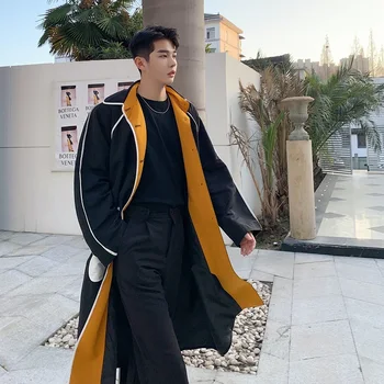 Moški Vintage Moda Priložnostne Svoboden Jarek Plašč Vrhnja Oblačila Moški Japonska Koreja Slog Dolgo Windbreaker Suknjič Jopico Suknji