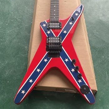 Na Zalogi Klasična Rdeča Nacionalno Zastavo Električna Kitara Palisander Fingerboard Basswood Telesa In Vratu Kitare Guitarra 0