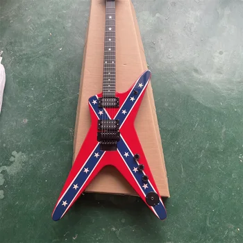 Na Zalogi Klasična Rdeča Nacionalno Zastavo Električna Kitara Palisander Fingerboard Basswood Telesa In Vratu Kitare Guitarra 3