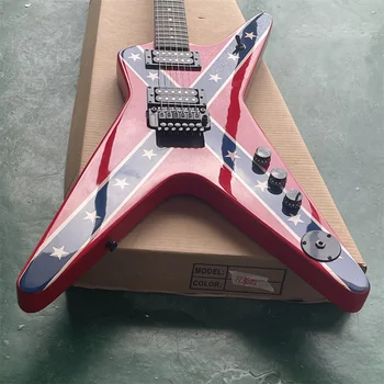 Na Zalogi Klasična Rdeča Nacionalno Zastavo Električna Kitara Palisander Fingerboard Basswood Telesa In Vratu Kitare Guitarra 4