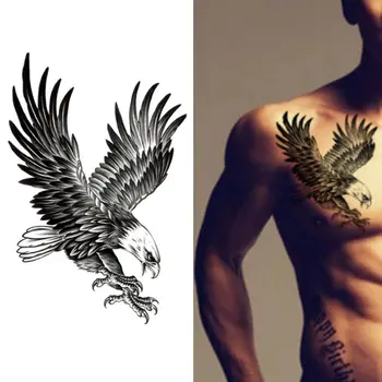 Nepremočljiva Začasni Tattoo Nalepke, 3D Skice Body Art Roko Ramen, Prsi Orel Tattoo Nalepke Ponaredek Tetovaže za Ženske, Moške