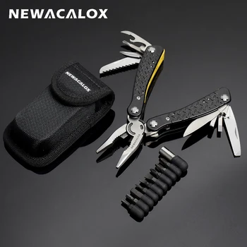 NEWACALOX Prenosnih Pocket Zložljiva Plier Zunanji Sili Klešče Multitool z Izvijačem/Voznik Bit Za Preživetje/Kampiranje