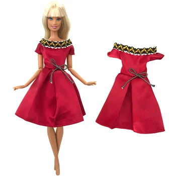 NK Uradni Moda Rdečo Obleko za Barbie Lutka 1/6 Obleko Casual Wear Oblačila Ročno Krilo Dodatki, Obleke DIY Lutke