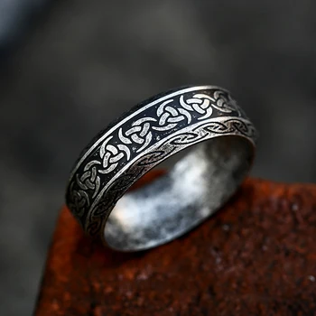 Nordijska Odin Viking Trojice Obroč Za Moške, Ženske, Modno Preprost Viking Rune Obroč Iz Nerjavečega Jekla Amulet Nakit Darilo Debelo