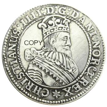 Norveška 1628 1 Speciedaler - Christian IV Silver Plated Kopijo Kovancev 0