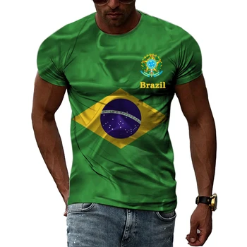 Nova Moda Brazilsko Zastavo T-shirt Poletje Priložnostne 3D Tiskanja Ulica Priložnostne Dihanje Športnih T-shirt Posadke Vratu Kratek Sleeve Zgornji del
