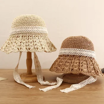 Novo 2021 poletje, sonce klobuk lok Rafija klobuk Vizir Temperament Slamnati klobuki Žensk Morje, plaža, počitnice, prosti čas za zaščito pred soncem klobuki za dekleta