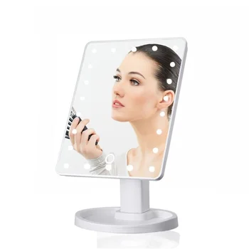 Novo espelho de maquiagem com luz led senhoras armazenamento maquiagem lâmpada namizje rotativo vaidade espelho forma espelhos