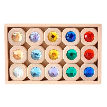 Novo Montessori Lesene Mavrica Draguljev, jih zložite na kup Blokov Igrače Prenos Ustvarjalno Igro, Bloki, Izobraževalne Igrače za Otroke