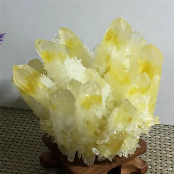 Novo odkrili rumena fantom quartz crystal grozdov rude vzorcev, sušen