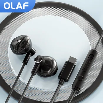 Olaf Tip C Žične Slušalke Z Mikrofonom Žice pod Nadzorom Kovinski Slušalke za V Uho Šport 3,5 mm Žične Slušalke Gaming Slušalke