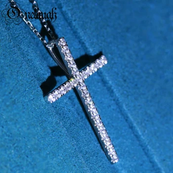 Onelaugh 925 Sterling Srebro, Diamant Križ Ogrlica 18in D Barvo Moissanite Jezus Križ Vere Ogrlico, Obesek za Ženske Darilo