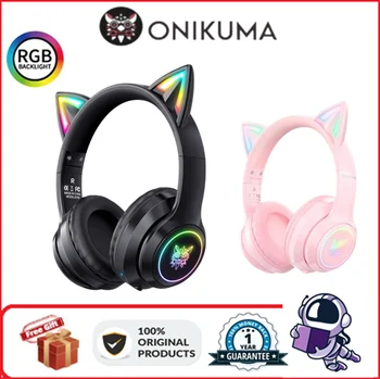 Onikuma B90 RGB Mačje Uho Bluetooth 5.0 Slušalke Wireless Gaming Slušalke z Šumov Mikrofona