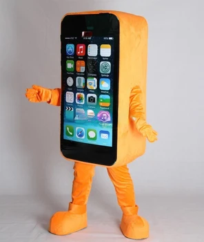 Oranžna Fursuit Mobilni Mobilni Telefon Maskota Kostum Halloween Cosplay Stranka Igra Obleko, Oglaševanje Karneval Božič, Velikonočni Festival