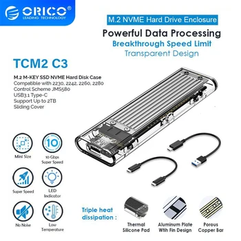 ORICO M2 Ssd Primeru NVME SSD Polje M. 2 USB Tip C Pregleden Trdi Disk, ki je Primerna za NVME PCIE NGFF SATA M/B Ključno, SSD Disk TCM2-C