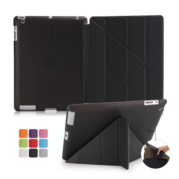 Origami Ultra Slim Usnje +TPU Magnetni Gume Mehko Kritje Flip Primeru Kože Za iPad 2/3/4 A1395 1396 1397 1403 1416 1430 1458