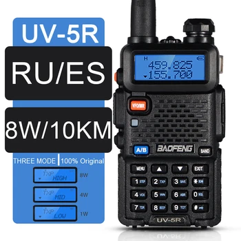 Original Baofeng UV-5R 10KM CB Radioamaterske Radijske Postaje dvosmerni Amaterski VHF Močan 8W /5W UV-5R Walkie-talkie za Uv5r Lov Radii