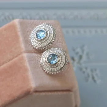 Original oblikovalec izdelave modri topaz uhani, polnega diamantov, ki sije razkošno čar ženske srebrni nakit