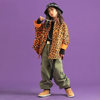 Otroci Hip-Hop Plesne Kostume Moda Dekleta Leopard Tiskanja Suknjič Jazz Kostume Otrok modni brvi Stopnji Uspešnosti Oblačila SL4312