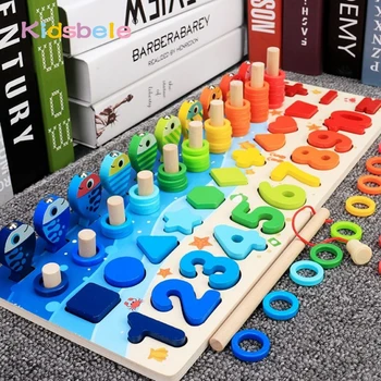 Otroci Montessori Matematiko Igrače Za Toddlers Izobraževalne Lesene Puzzle Ribolov Igrače Štetje Števila Obliko Ujemanje Razvrstilnik Igre Krovu Igrača