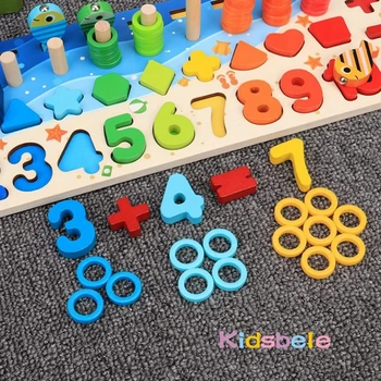 Otroci Montessori Matematiko Igrače Za Toddlers Izobraževalne Lesene Puzzle Ribolov Igrače Štetje Števila Obliko Ujemanje Razvrstilnik Igre Krovu Igrača 3