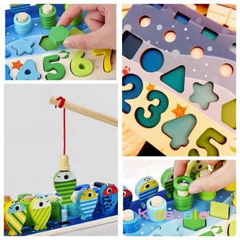 Otroci Montessori Matematiko Igrače Za Toddlers Izobraževalne Lesene Puzzle Ribolov Igrače Štetje Števila Obliko Ujemanje Razvrstilnik Igre Krovu Igrača 4