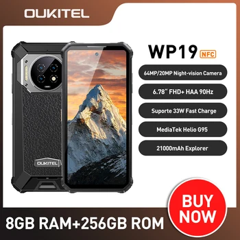 Oukitel WP19 Krepak Mobilni Telefon 8GB 256GB Android 12 Night Vision 21000mAh 90 Hz Helio G95 64M Camera Smartphone