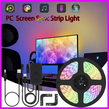Pametna Okolja Led PC Ozadja Gaming Računalnik, Monitor 5V WS2812b RGBIC Sinhronizacija Barvni Zaslon USB Led Luči Trakovi Za Windows
